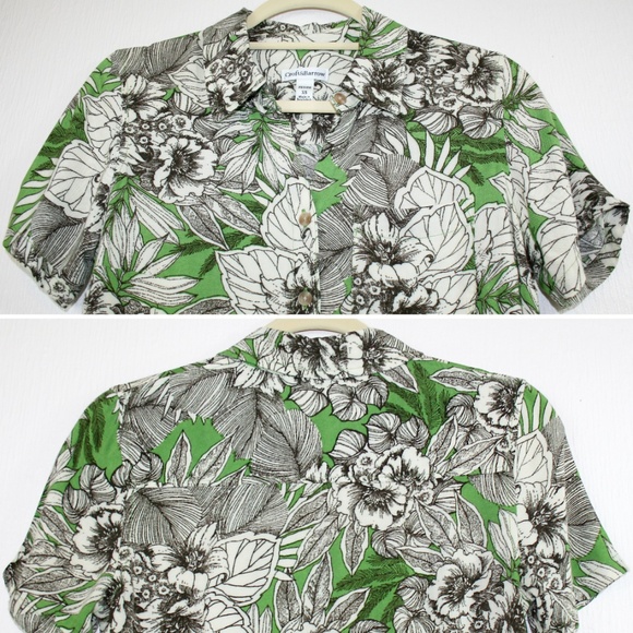 Tropical Floral Print Button Up Tee - Picture 5 of 8